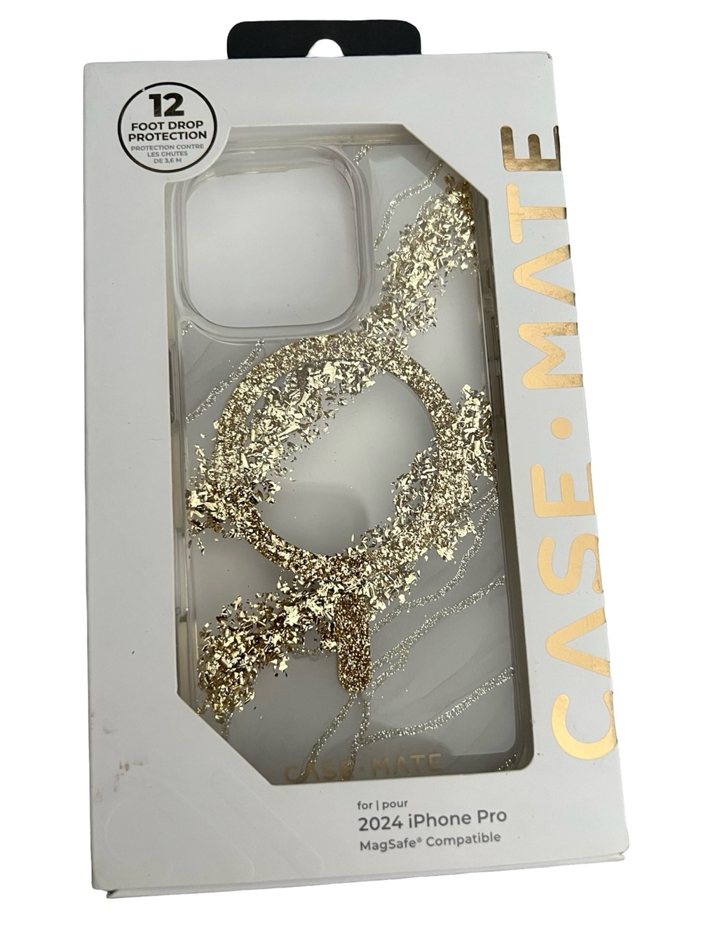Gold Glitter Ring MagSafe iPhone Pro Case - Clear/Gold Open Box